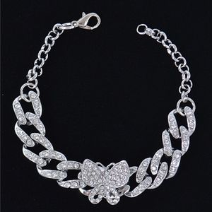 Rhinestone butterfly chain bracelet